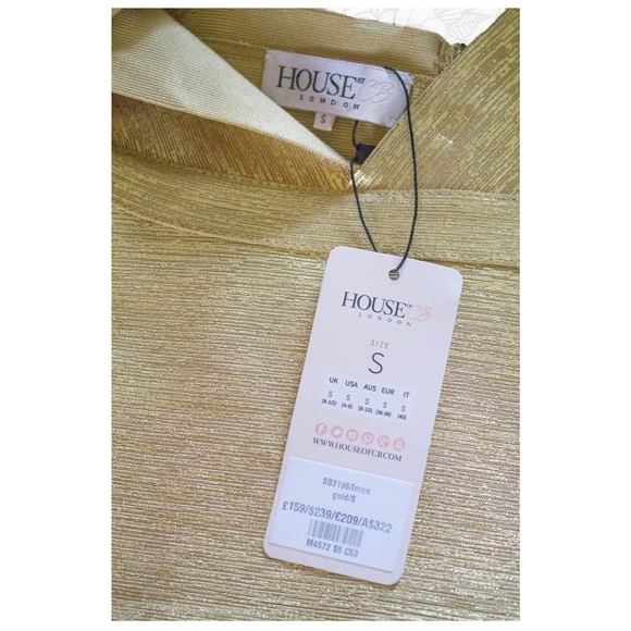 House of CB London Gold Pencil Dress brand new - Picture 5 of 5